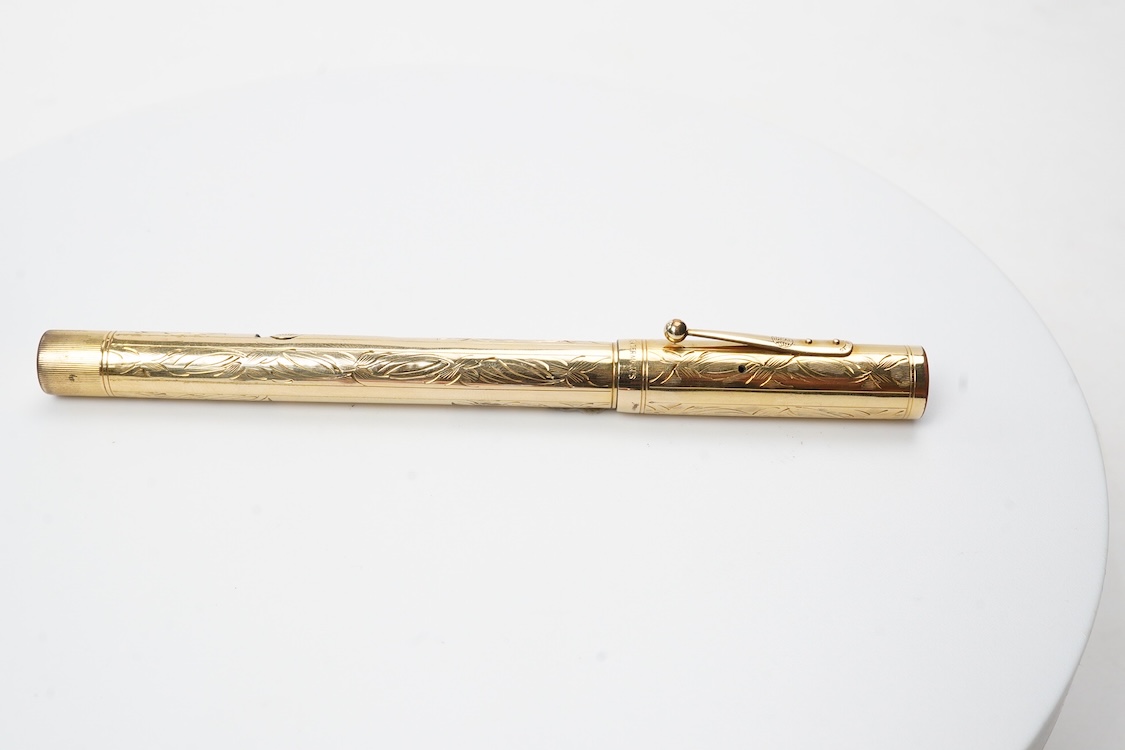 A Waterman hand engraved vine No.0552.5 LEC lever filled fountain pen